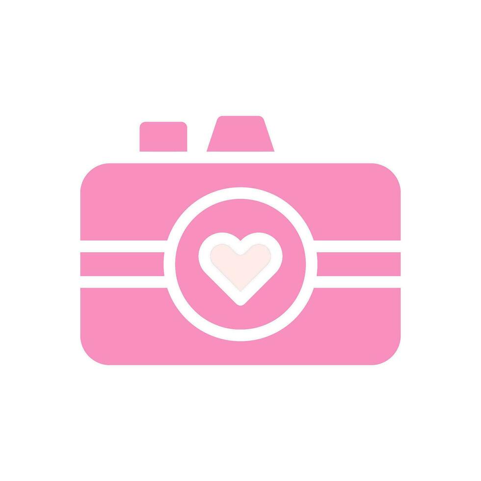 Picture love Icon solid pink white style valentine illustration symbol perfect. vector
