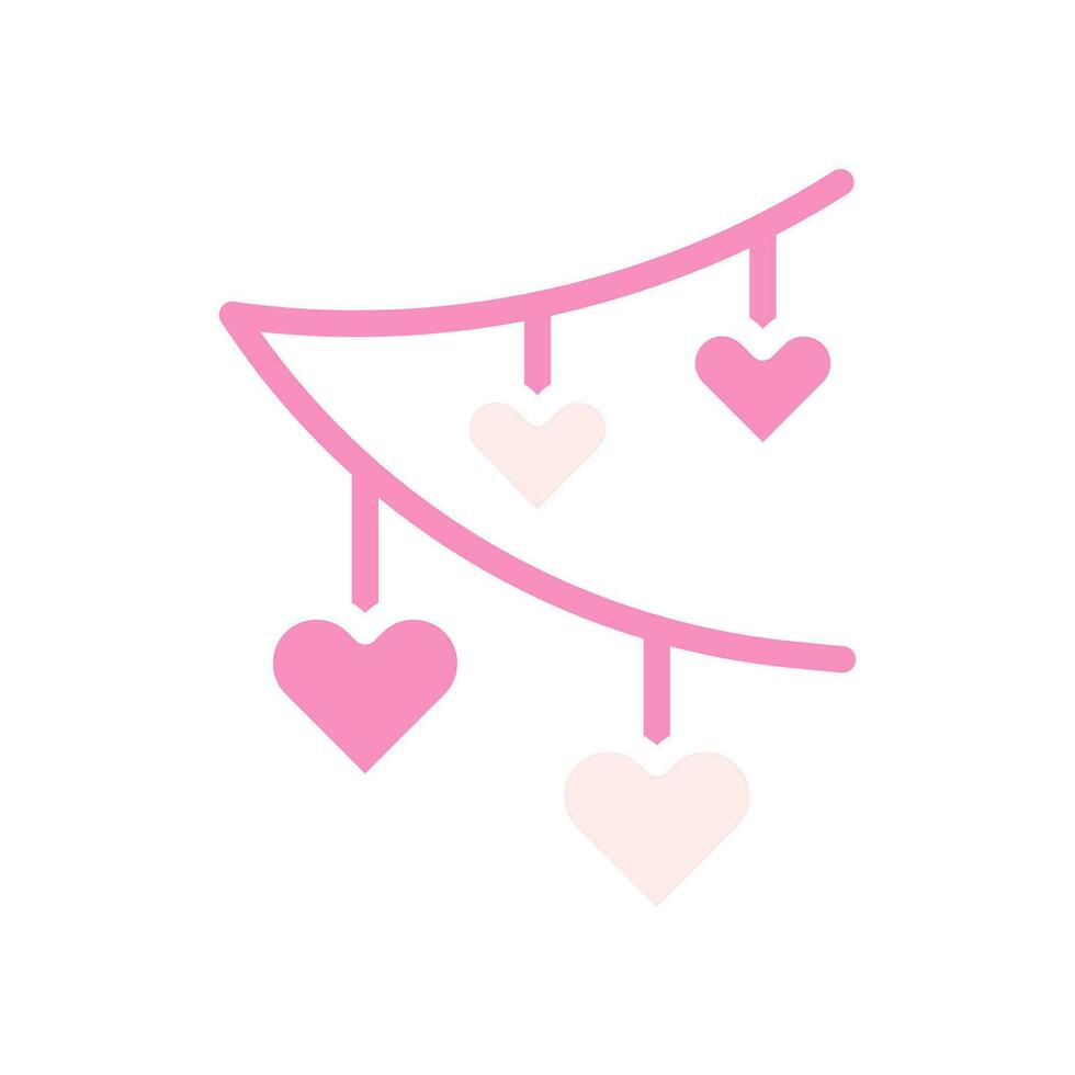 decoración amor icono sólido rosado blanco estilo enamorado ilustración símbolo Perfecto. vector