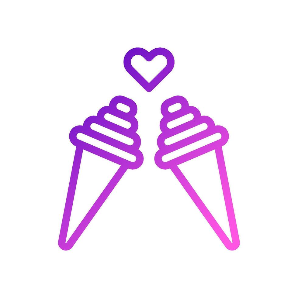 Ice cream love Icon gradient purple pink style valentine illustration symbol perfect. vector