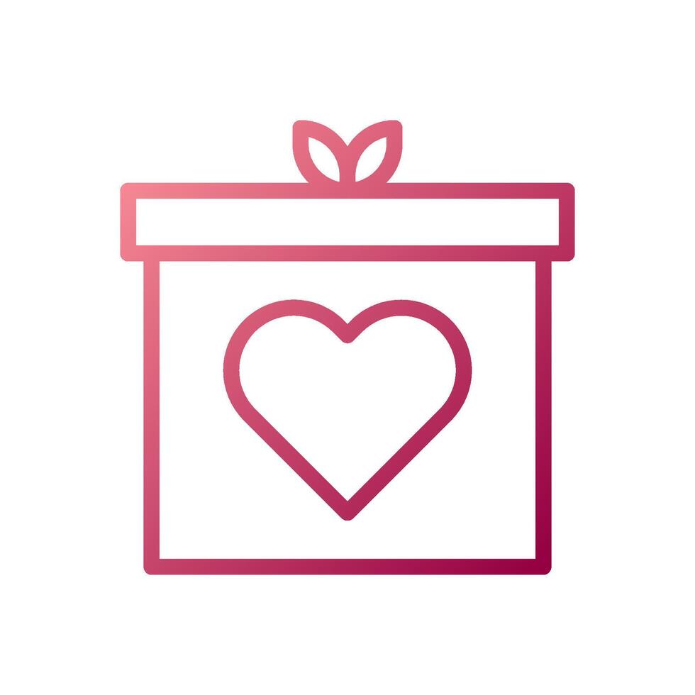 Gift love icon gradient white red style valentine illustration symbol perfect. vector