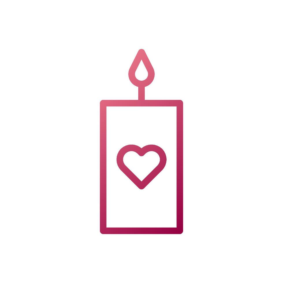 Candle love icon gradient white red style valentine illustration symbol perfect. vector