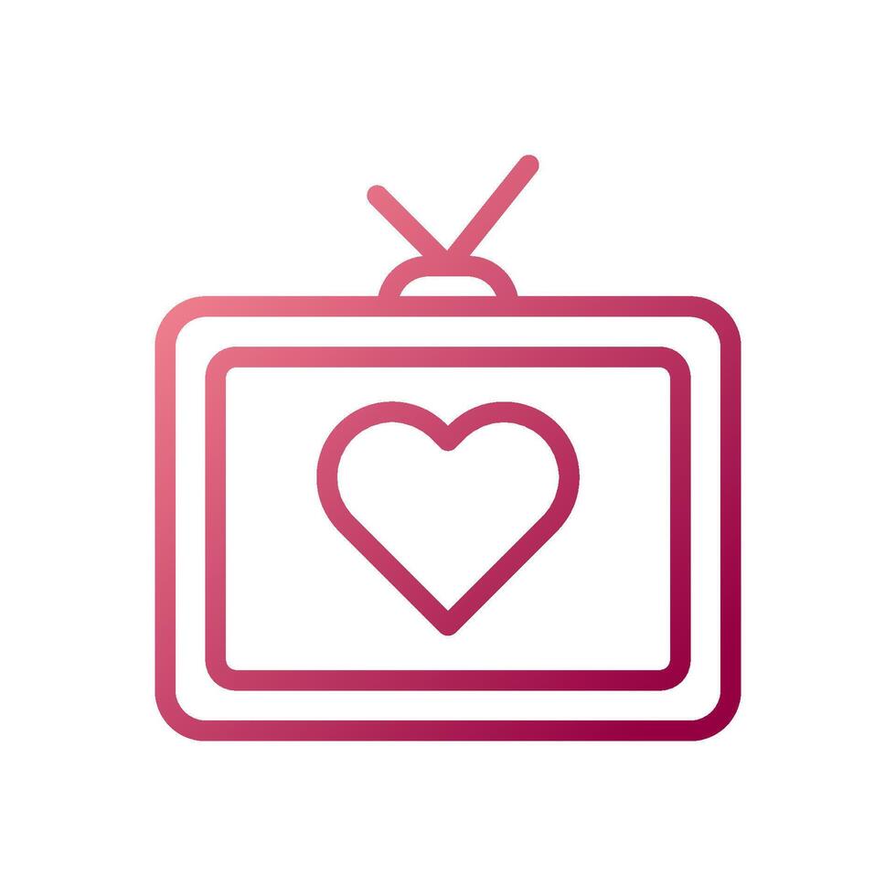 Tv love icon gradient white red style valentine illustration symbol perfect. vector