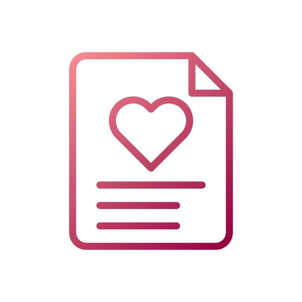 Paper love icon gradient white red style valentine illustration symbol perfect. vector