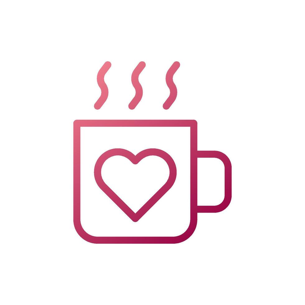 taza amor icono degradado blanco rojo estilo enamorado ilustración símbolo Perfecto. vector