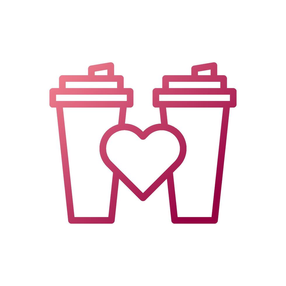 Cup love icon gradient white red style valentine illustration symbol perfect. vector