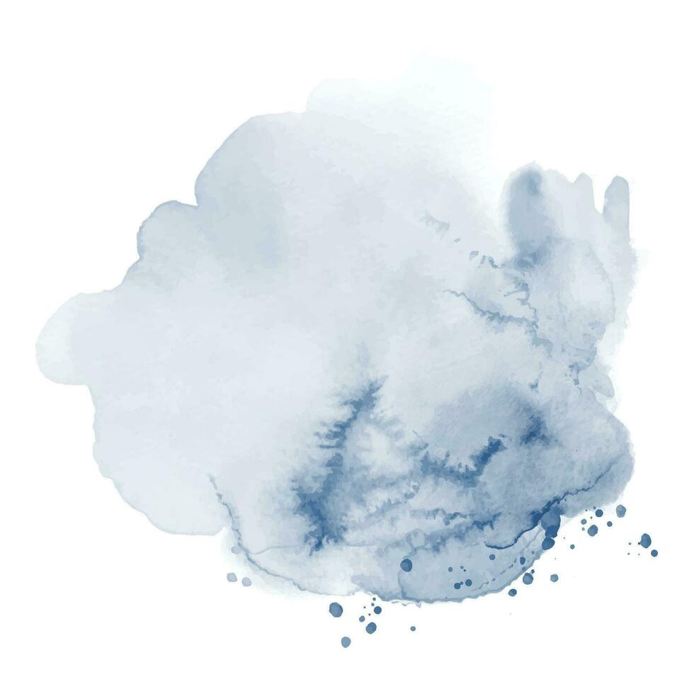 Stain blue of stain splash watercolor hand-painted on white background vector