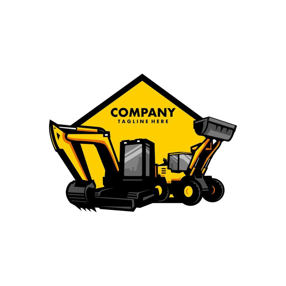 Excavator with dozer vector