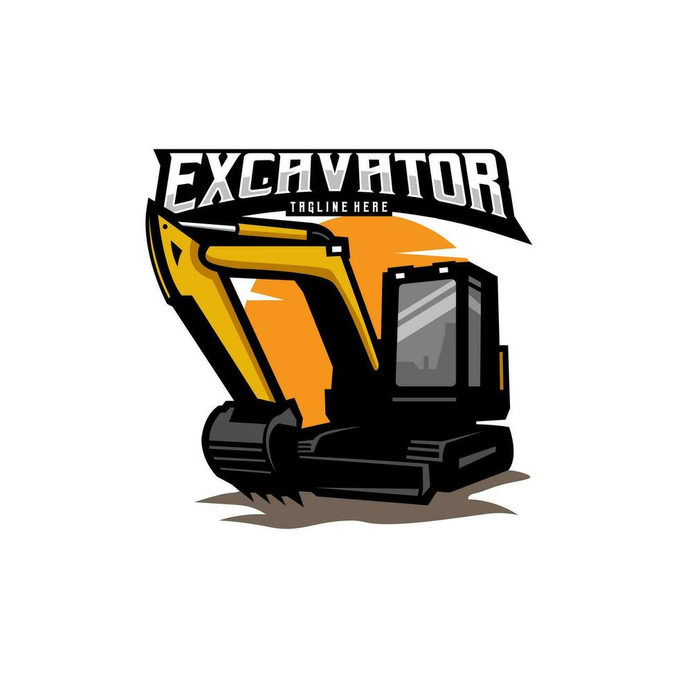 Excavator logo design vector for contruction company