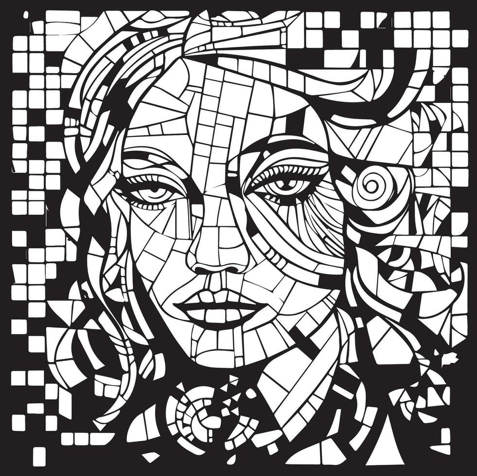 coloring page for adult of mosaic vector