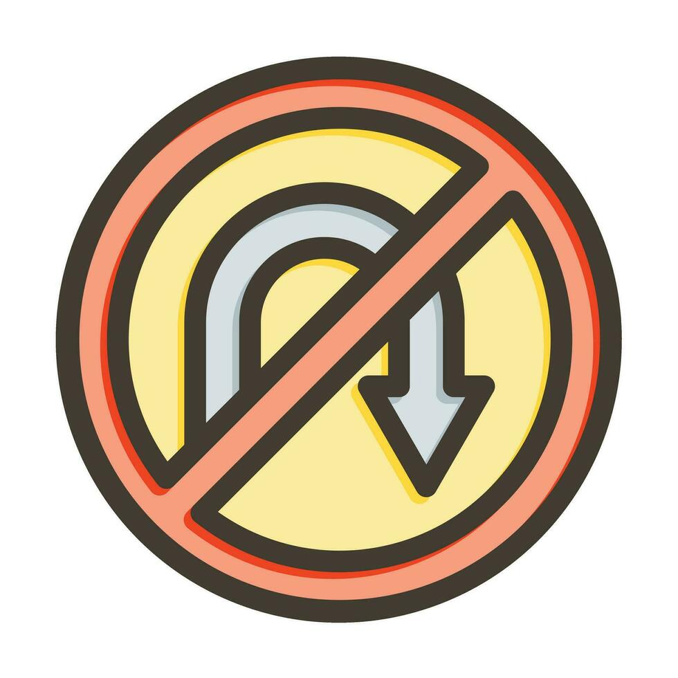 No U Turn Vector Thick Line Filled Colors Icon For Personal And Commercial Use.