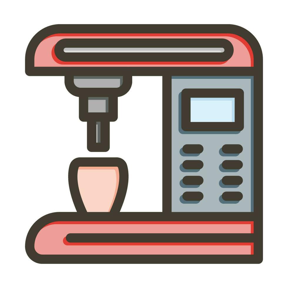 Coffee Machine Vector Thick Line Filled Colors Icon For Personal And Commercial Use.