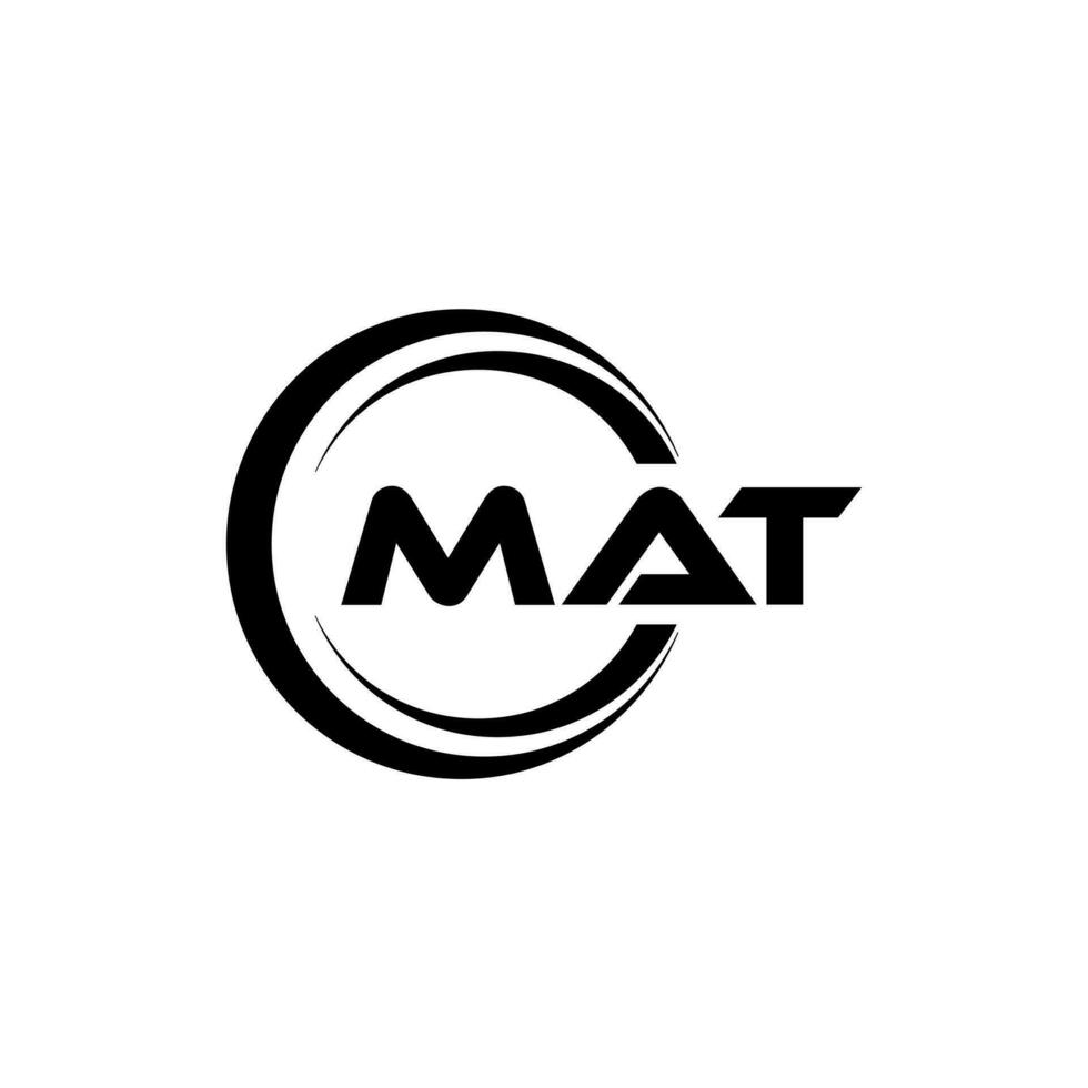 MAT letter logo design in illustration. Vector logo, calligraphy designs for logo, Poster, Invitation, etc.