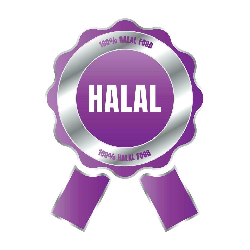 Certified halal food badge stamp, halal food and drink label, Certified halal food badge symbol vector