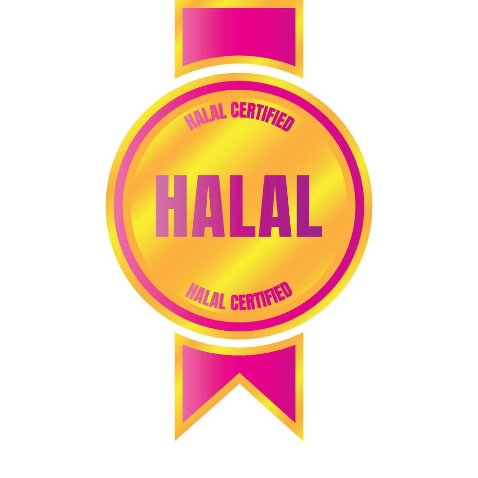 Certified halal food badge stamp, halal food and drink label, Certified halal food badge symbol vector