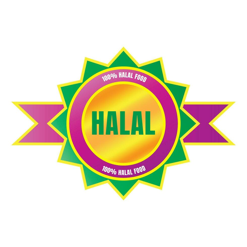 Certified halal food badge stamp, halal food and drink label, Certified halal food badge symbol vector