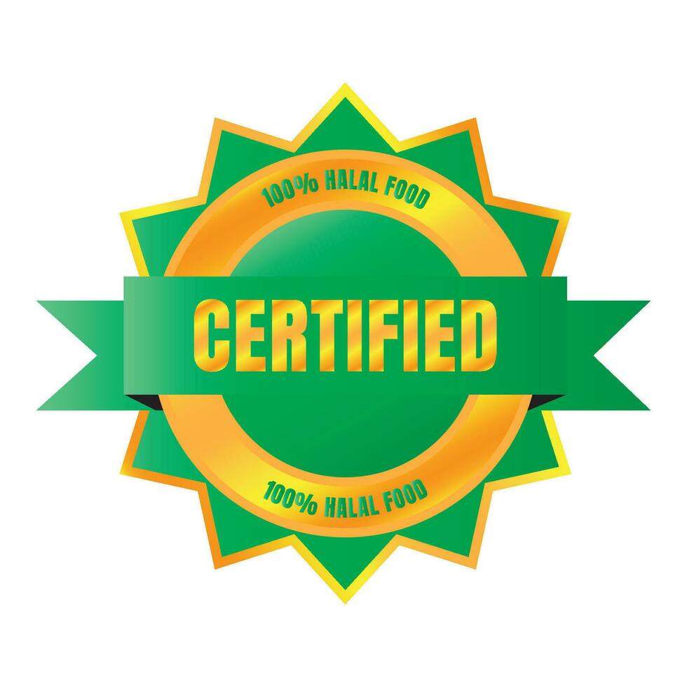 Certified halal food badge stamp, halal food and drink label, Certified halal food badge symbol vector