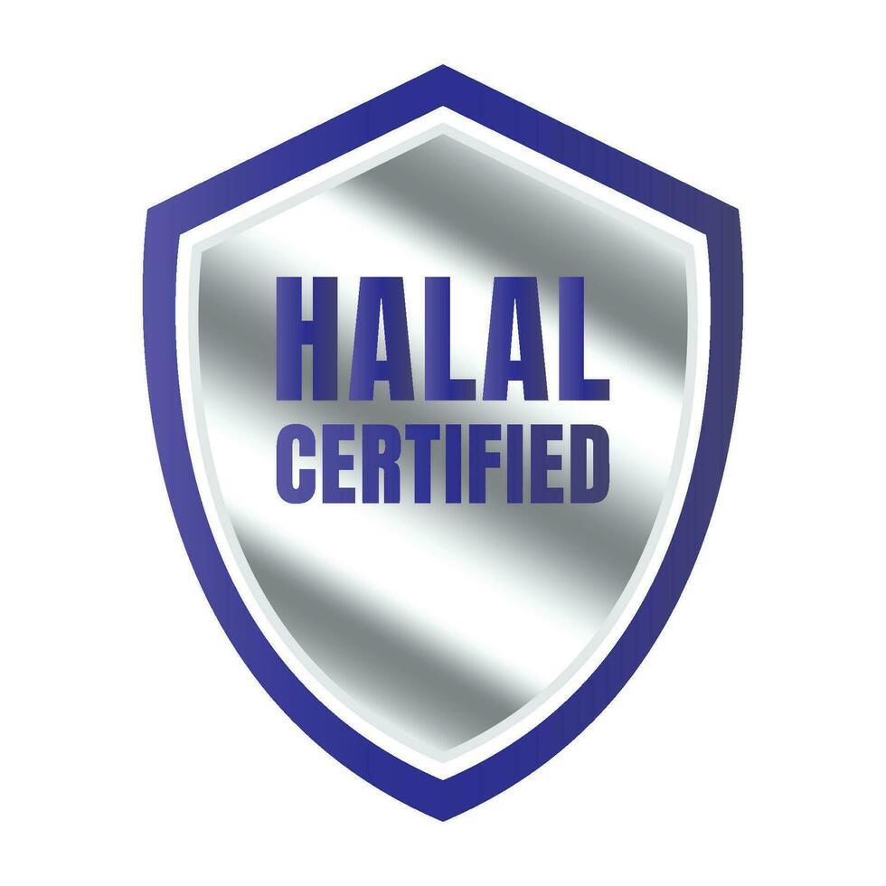 Halal certified badge design vector, Halal food product stamp, Authorized halal food and drink  ribbon stamp label vector