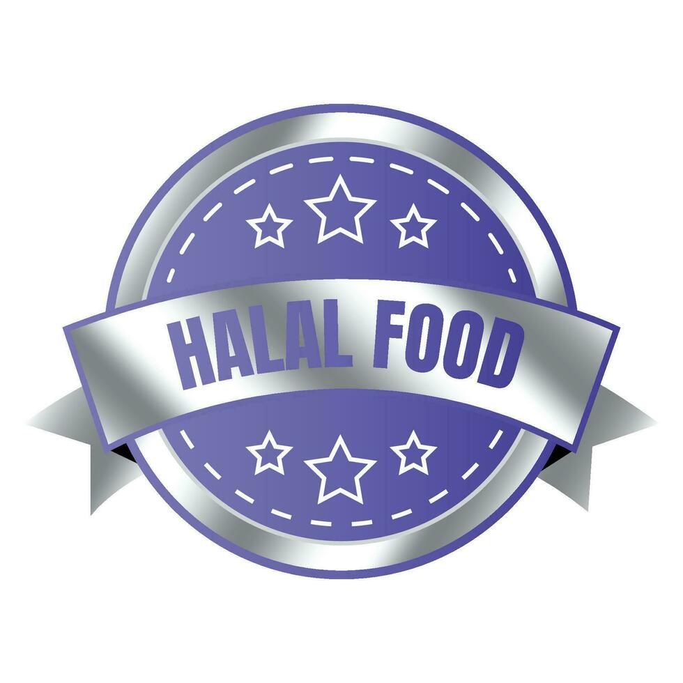 Halal food certified badge stamp, Authorized halal drink and food product label, Approved halal sign stamp vector