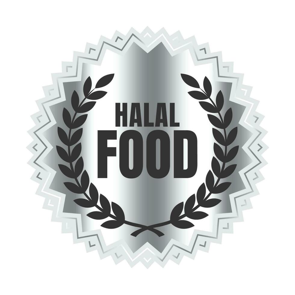 Halal food certified badge stamp, Authorized halal drink and food product label, Approved halal sign stamp vector