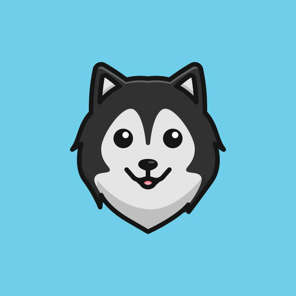 Cute avatar alaskan malamute head simple cartoon vector illustration dog breeds nature concept icon isolated