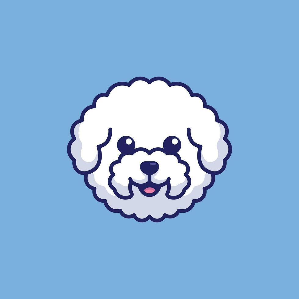 Cute avatar bichon frise head simple cartoon vector illustration dog breeds nature concept icon isolated