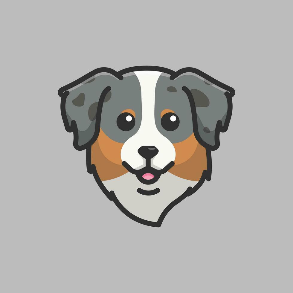 Cute avatar australian shepherd head simple cartoon vector illustration dog breeds nature concept icon isolated