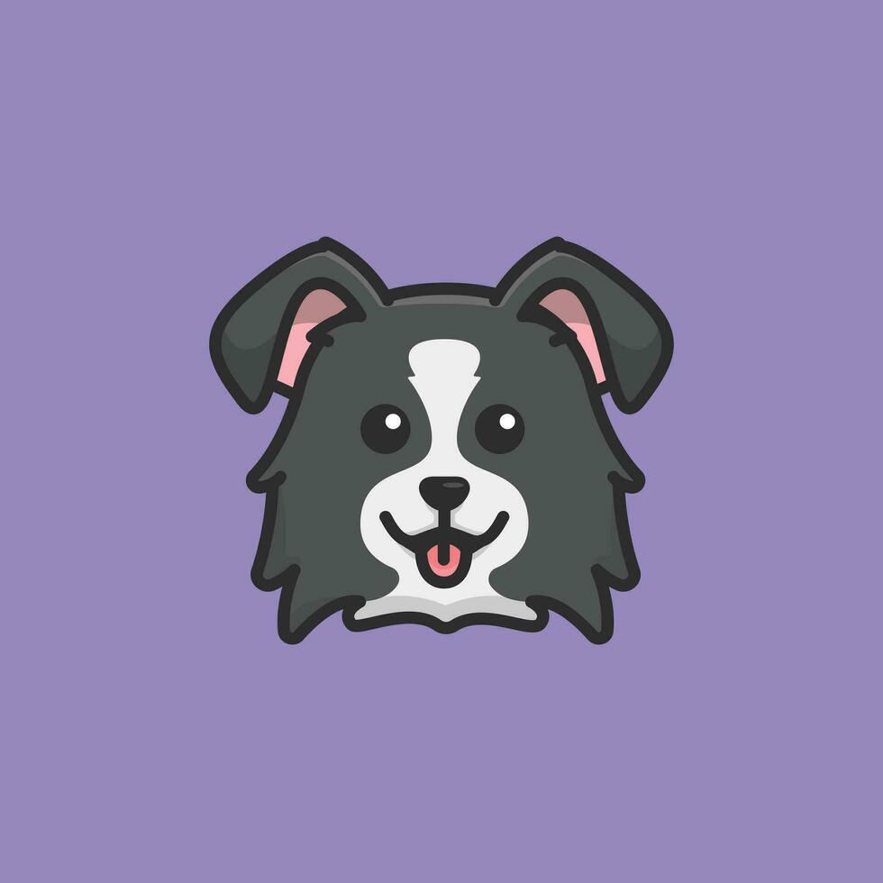 Cute avatar border collie head simple cartoon vector illustration dog breeds nature concept icon isolated