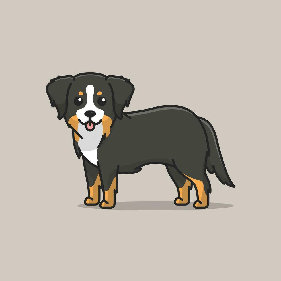 Cute bernese mountain simple cartoon vector illustration dog breeds nature concept icon isolated