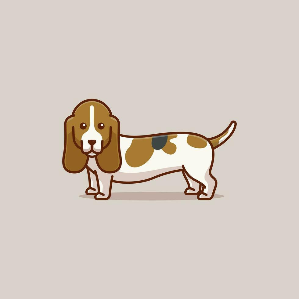 linda afloramiento sabueso sencillo dibujos animados vector ilustración perro razas naturaleza concepto icono aislado