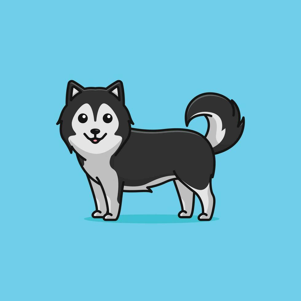 Cute alaskan malamute simple cartoon vector illustration dog breeds nature concept icon isolated