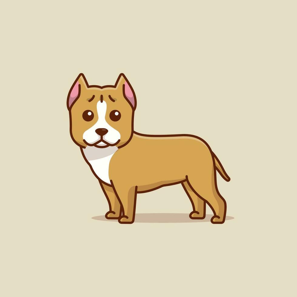 Cute american staffordshire simple cartoon vector illustration dog breeds nature concept icon isolated