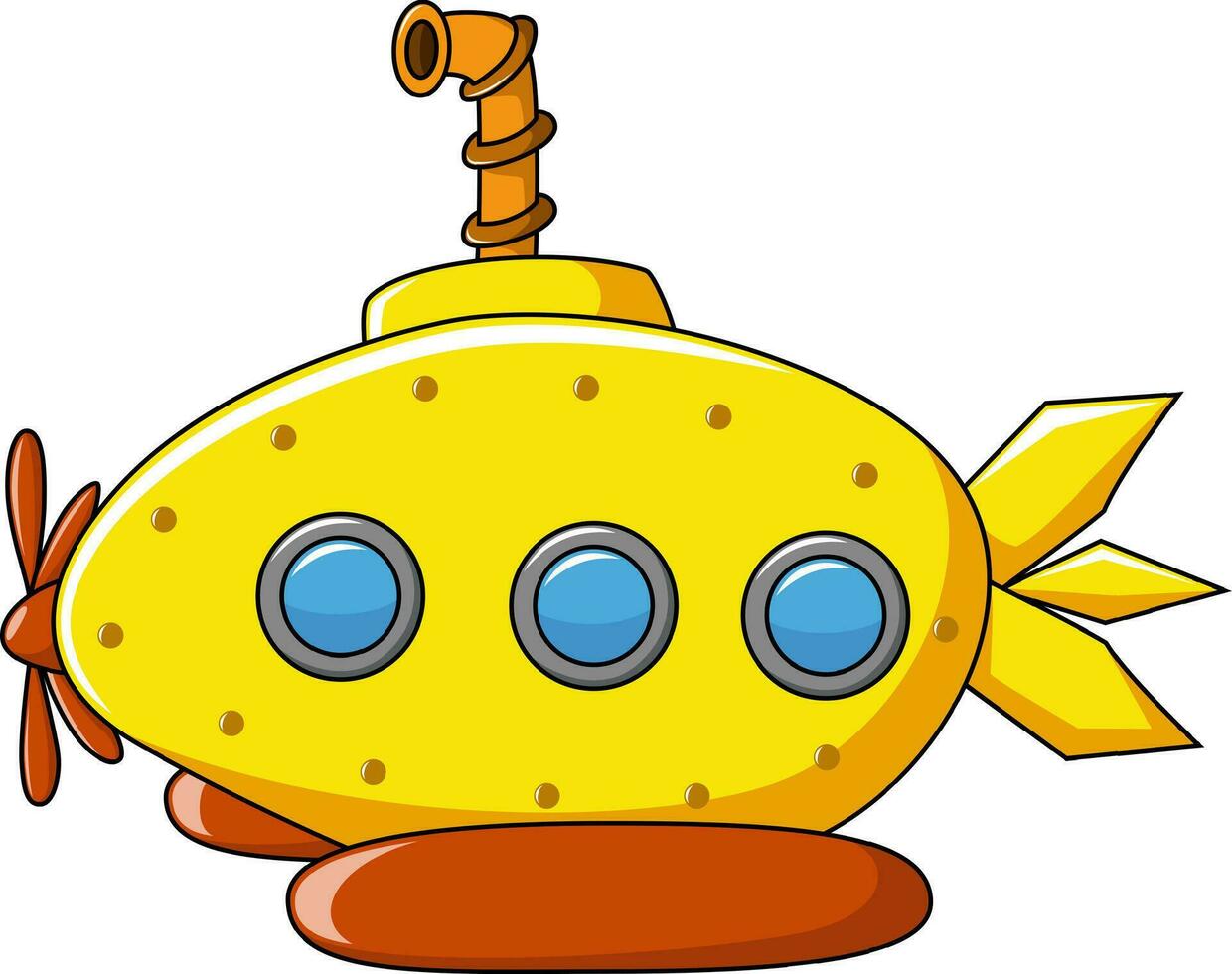 Yellow submarine on white background vector