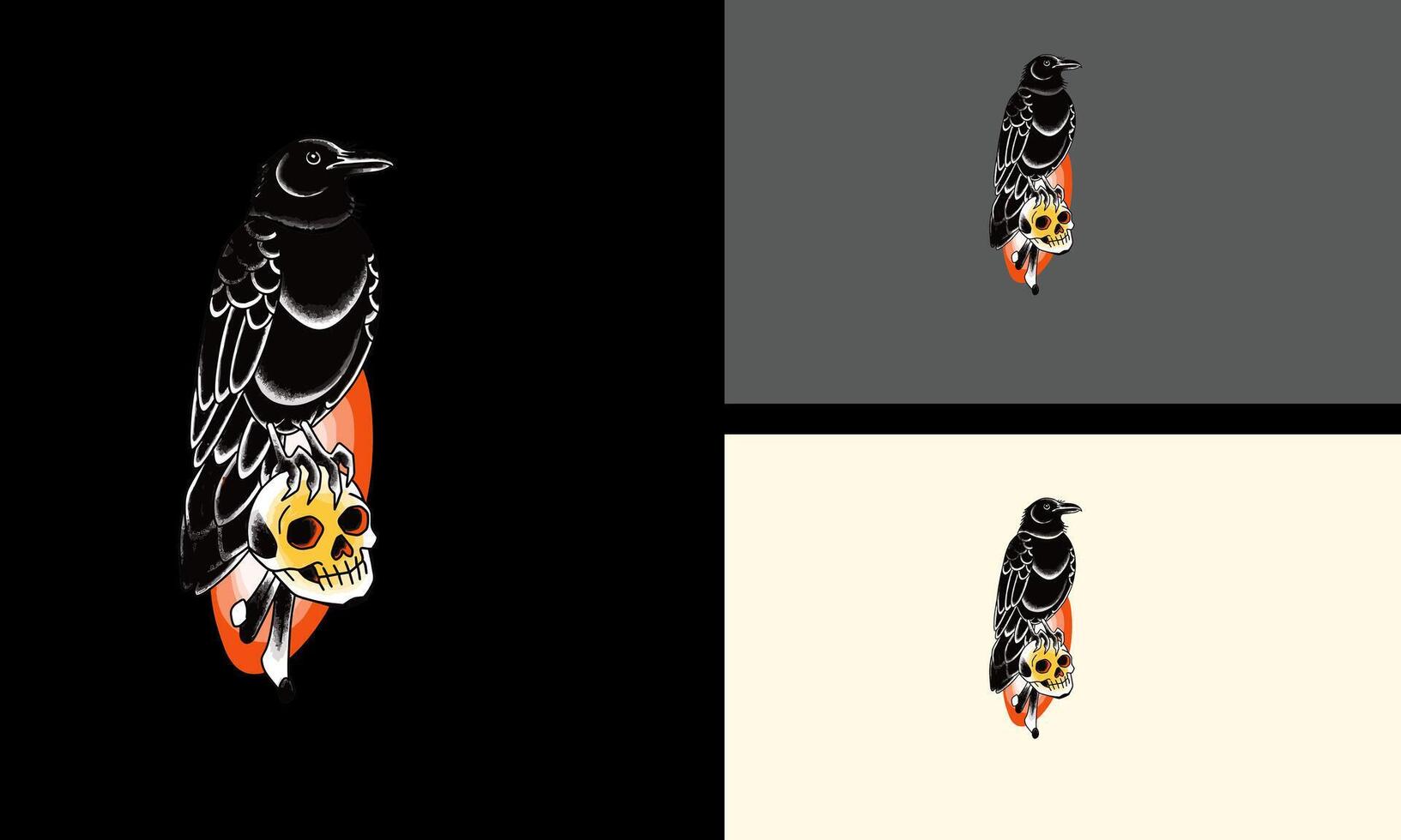 crow with head skull vector mascot design