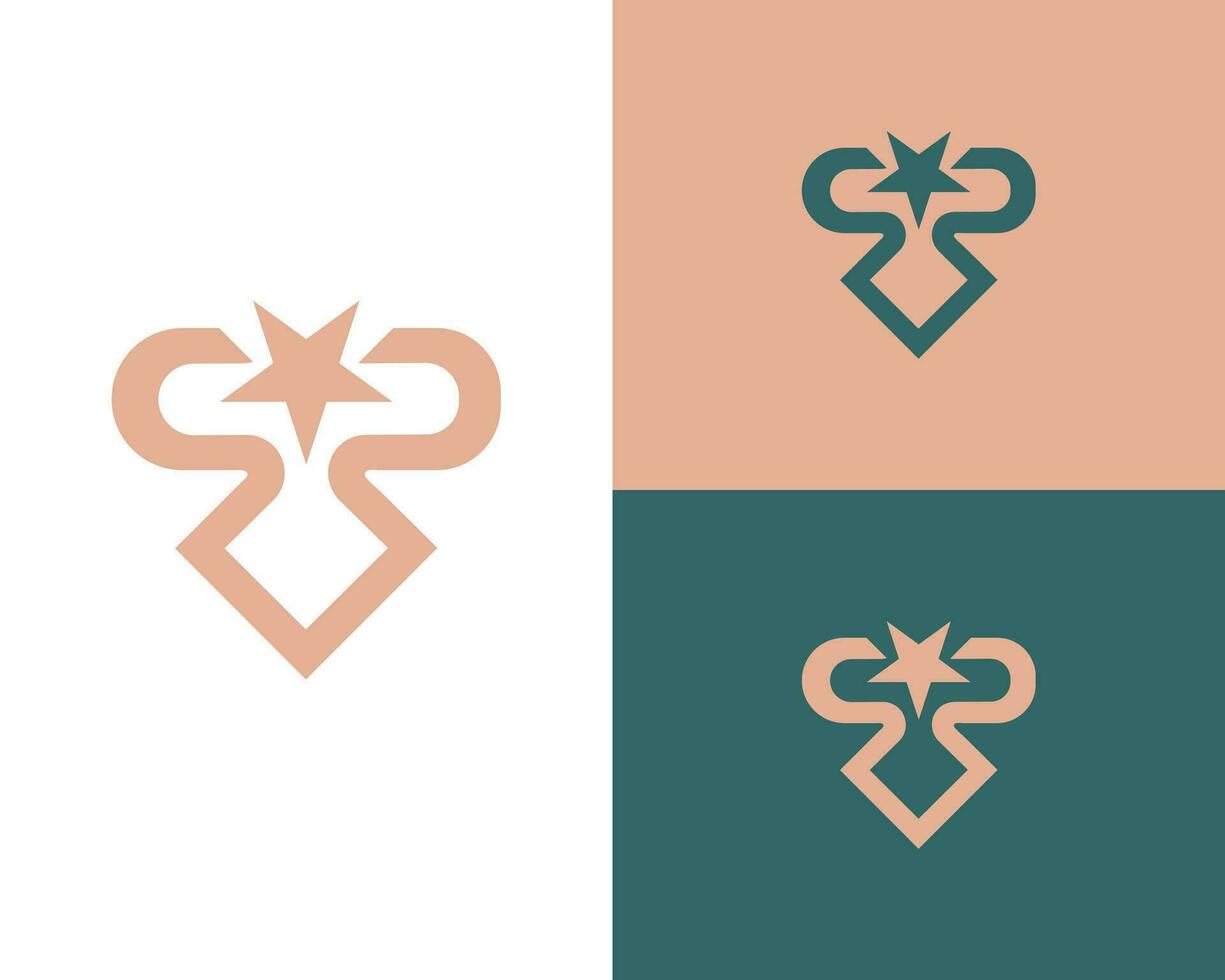 letra y con estrella monograma logo vector