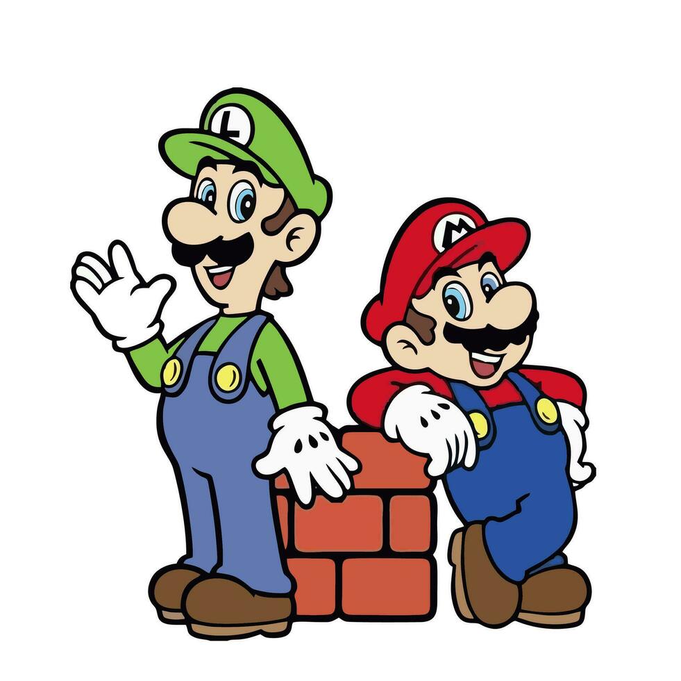 cute illustration designs for the characters in the super mario bros game vector