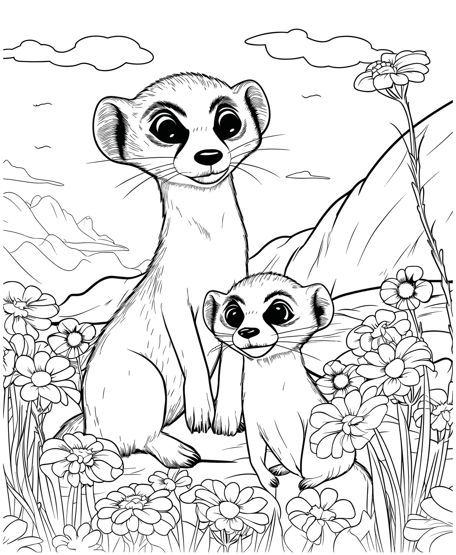 meerkat coloring pages for adults 27969858 Vector Art at Vecteezy