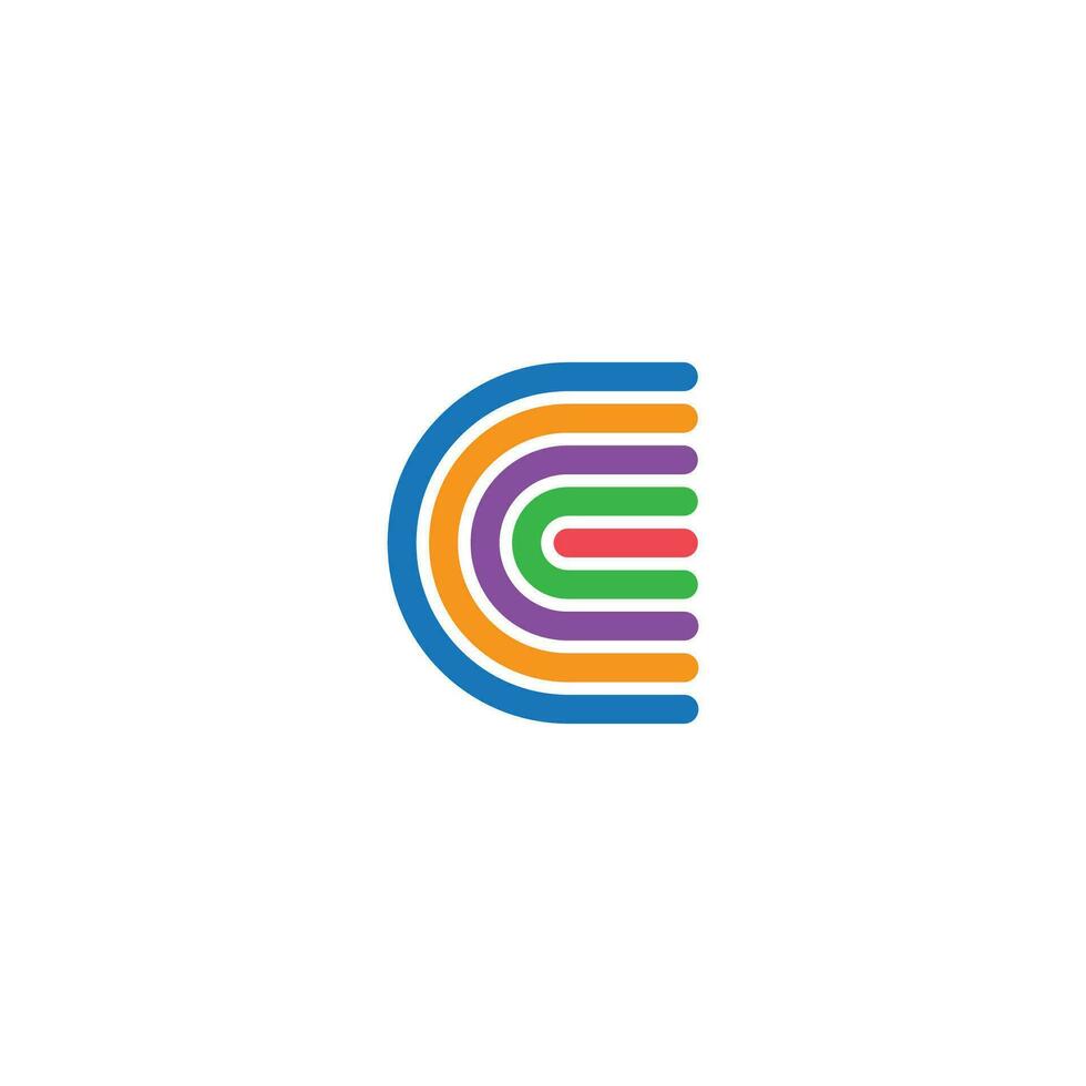 letter c stripes colorful lines simple geometric logo vector