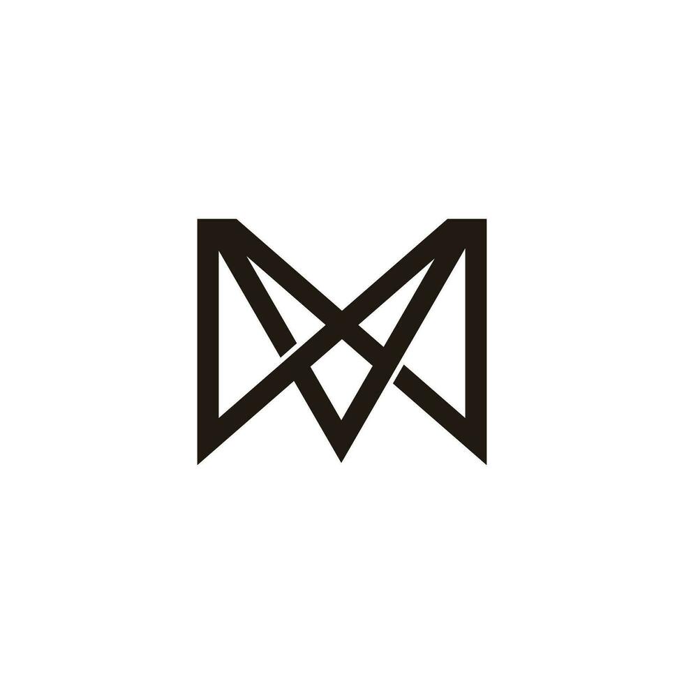 letter vw triangles overlap lines logo vector