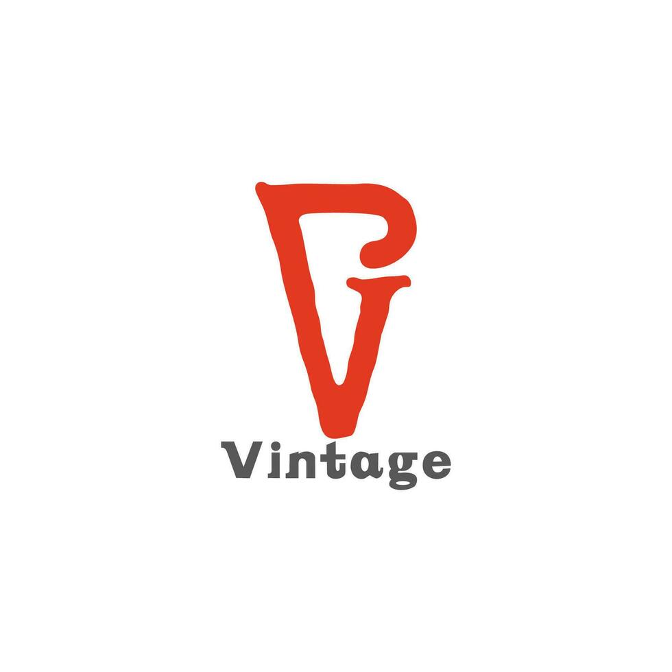 letter rv vintage simple linked font logo vector
