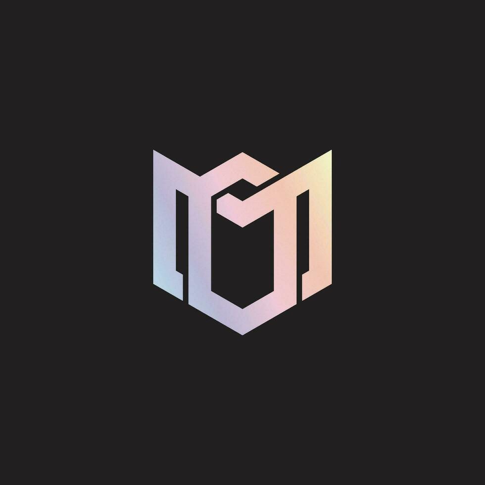 letter mo linked geometric gradient logo vector