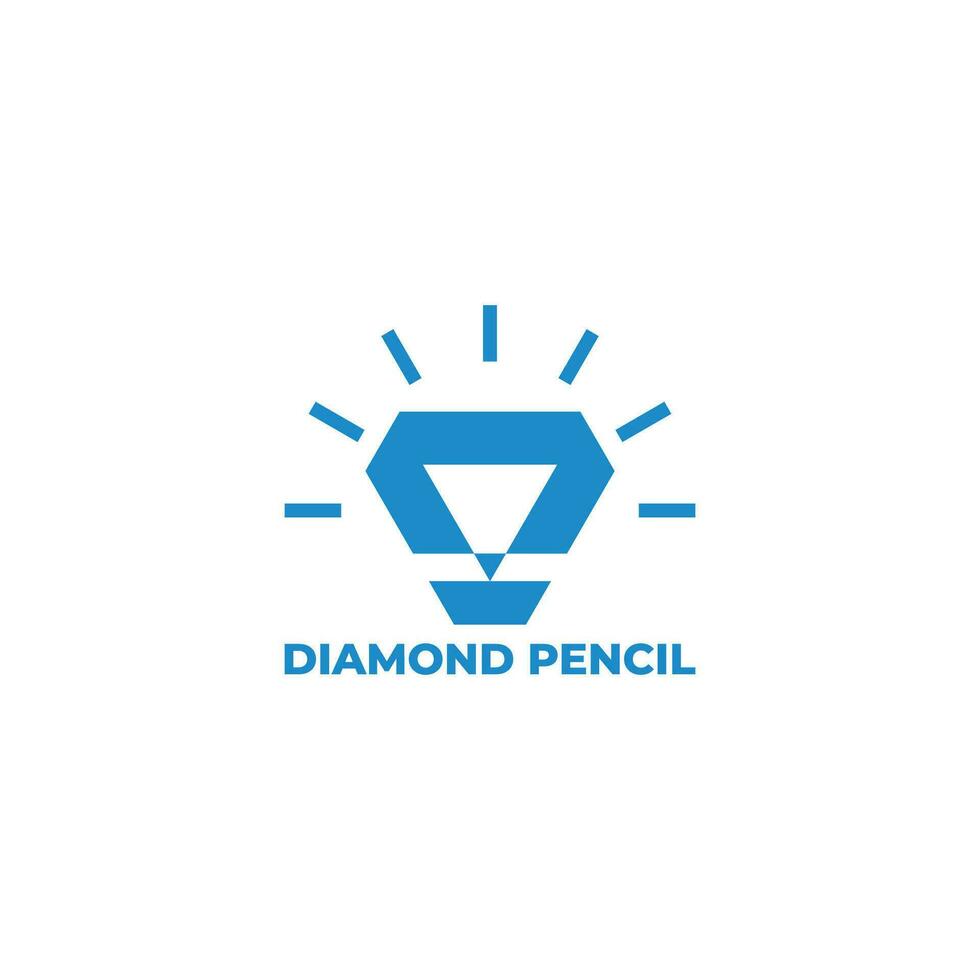shine blue diamond pen simple geometric logo vector