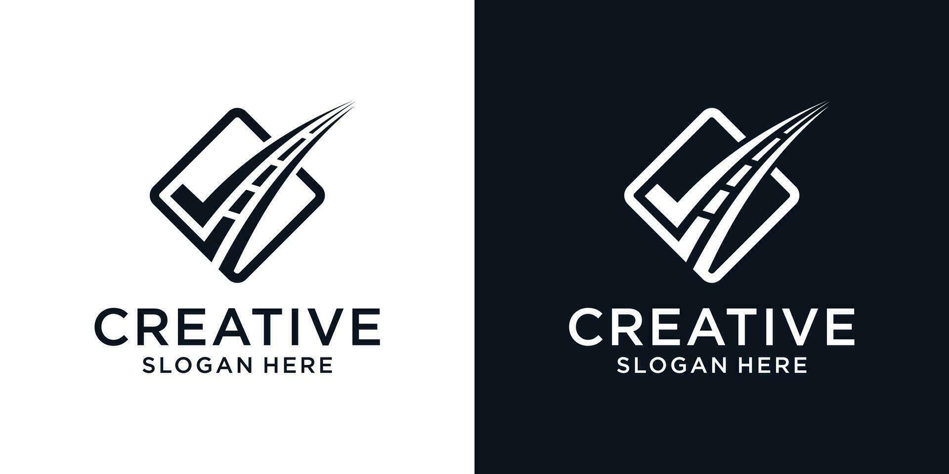 Tarred road or highway logo design vector