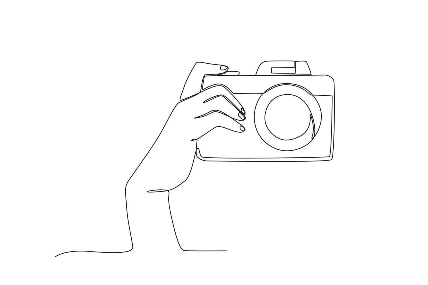 A hand-capture landscape with a camera vector