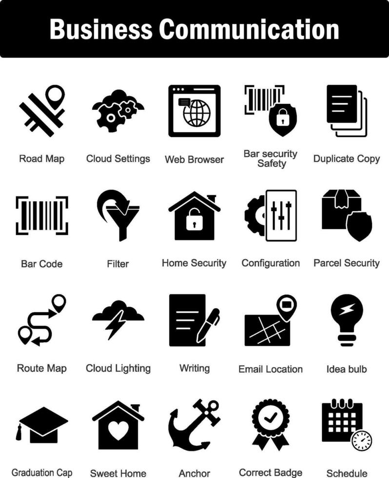 A set of 20 Business icons as road map, cloud settings, web browser vector