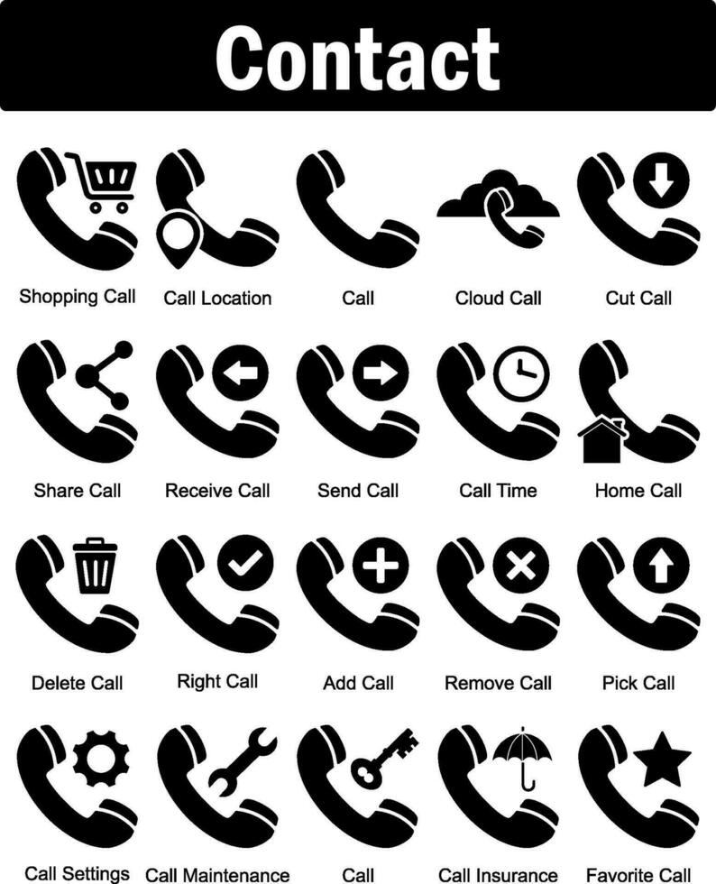 A set of 20 contact icons as shopping call, call location, call vector