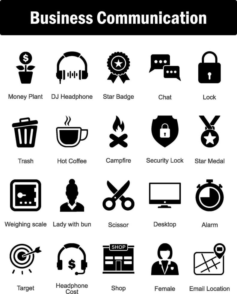 A set of 20 Mix icons as money plant, dj headphone, star badge vector
