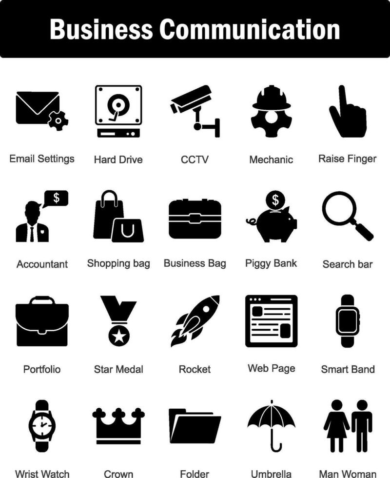 A set of 20 Mix icons as email settings, hard drive, cctv vector