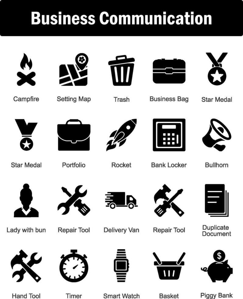 A set of 20 Mix icons as campfire, setting map, trash vector