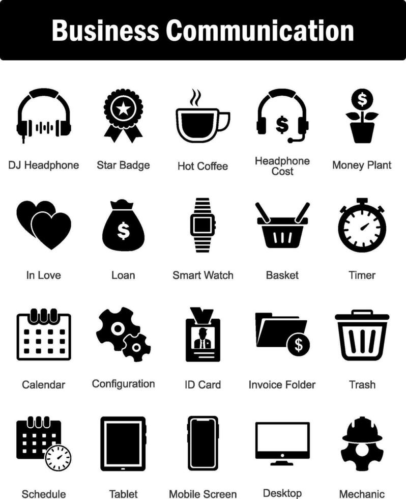 A set of 20 Mix icons as dj headphone, star badge, hot coffee vector