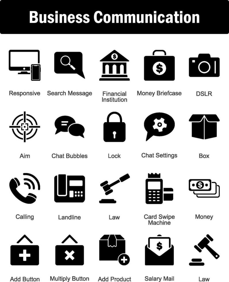 A set of 20 Business icons as responsive, search message, financial institution vector